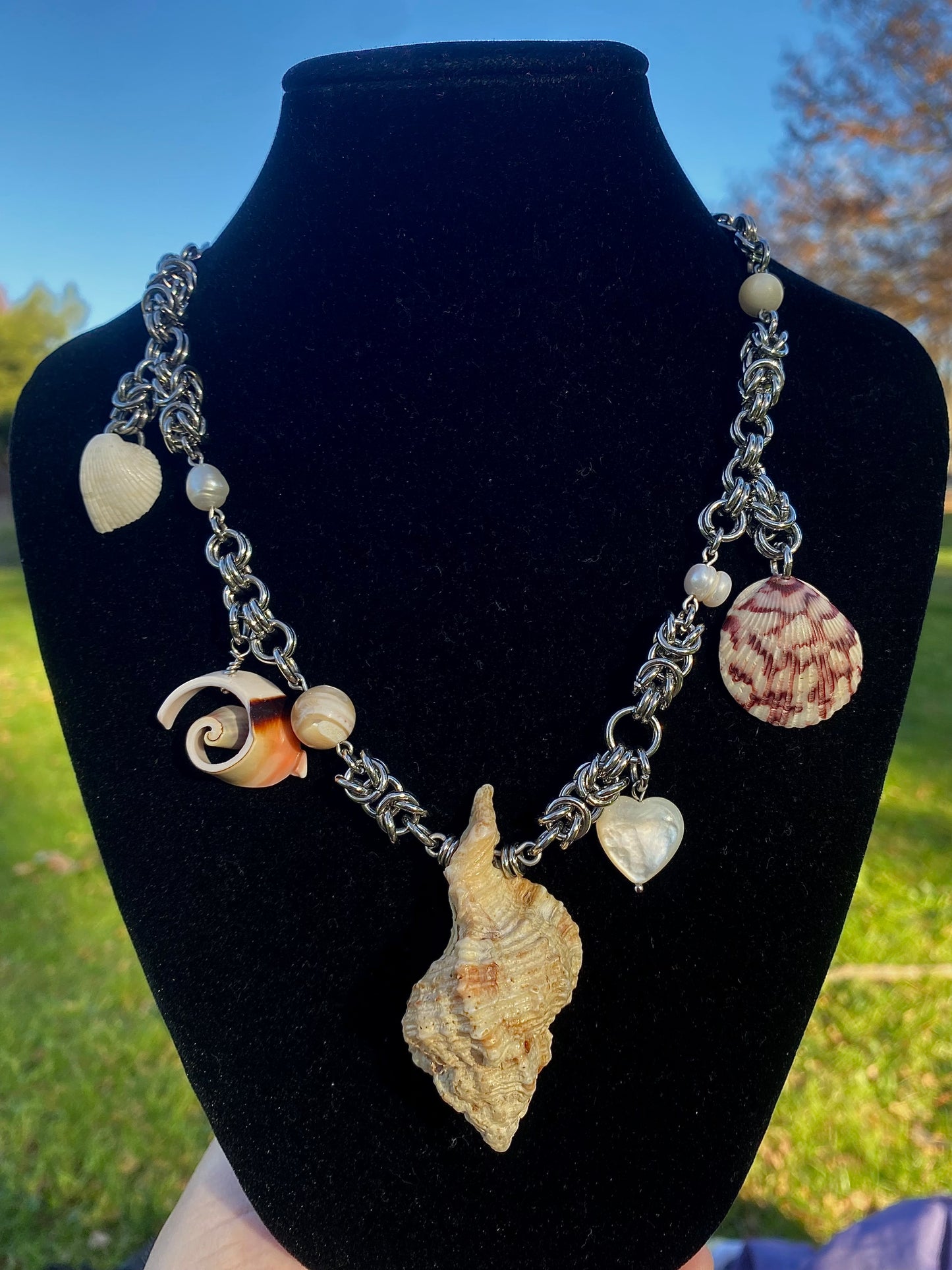 Shell & Pearl Alternative Chainmail Necklace