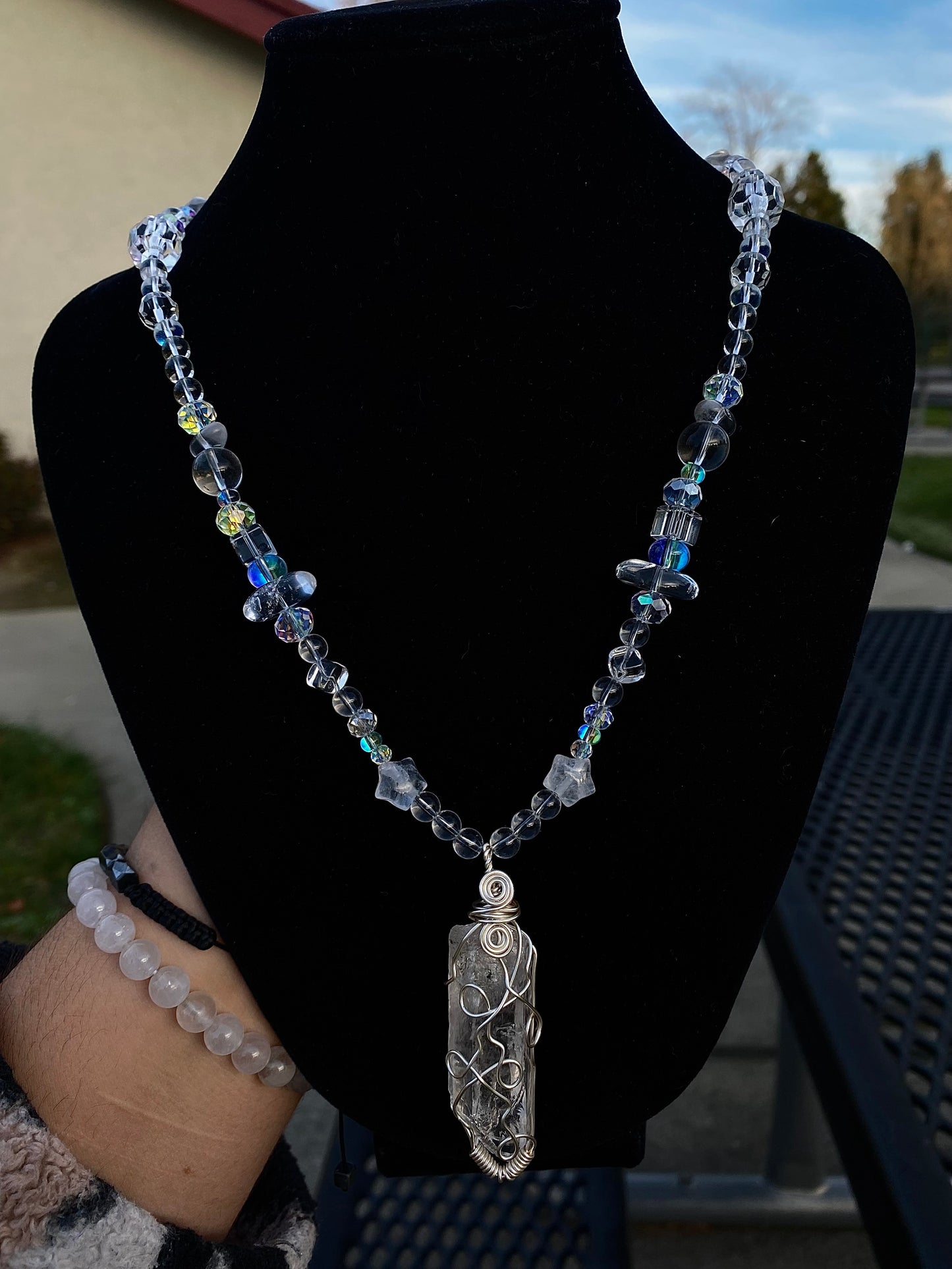 Wire Wrapped Clear Quartz Necklace