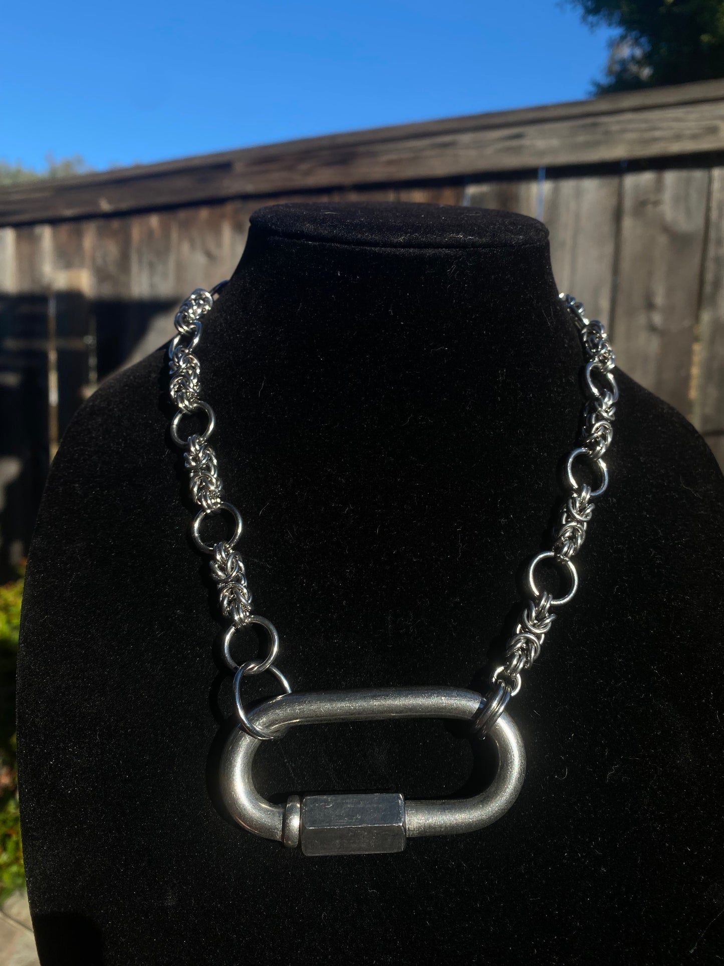 Stainless Steel Chainmail XL Carabiner Necklace