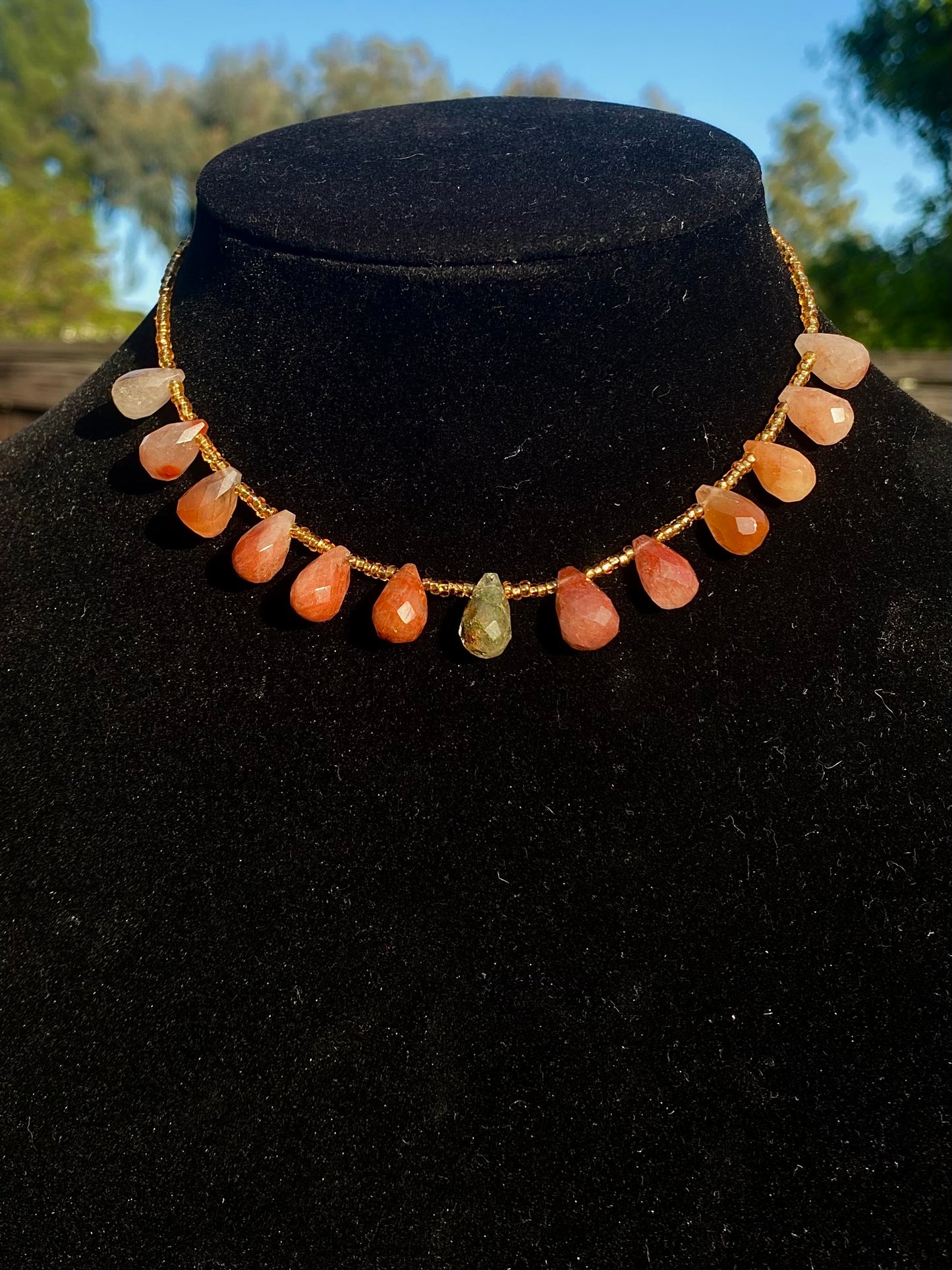 Orange Droplet Crystal Necklace/Choker