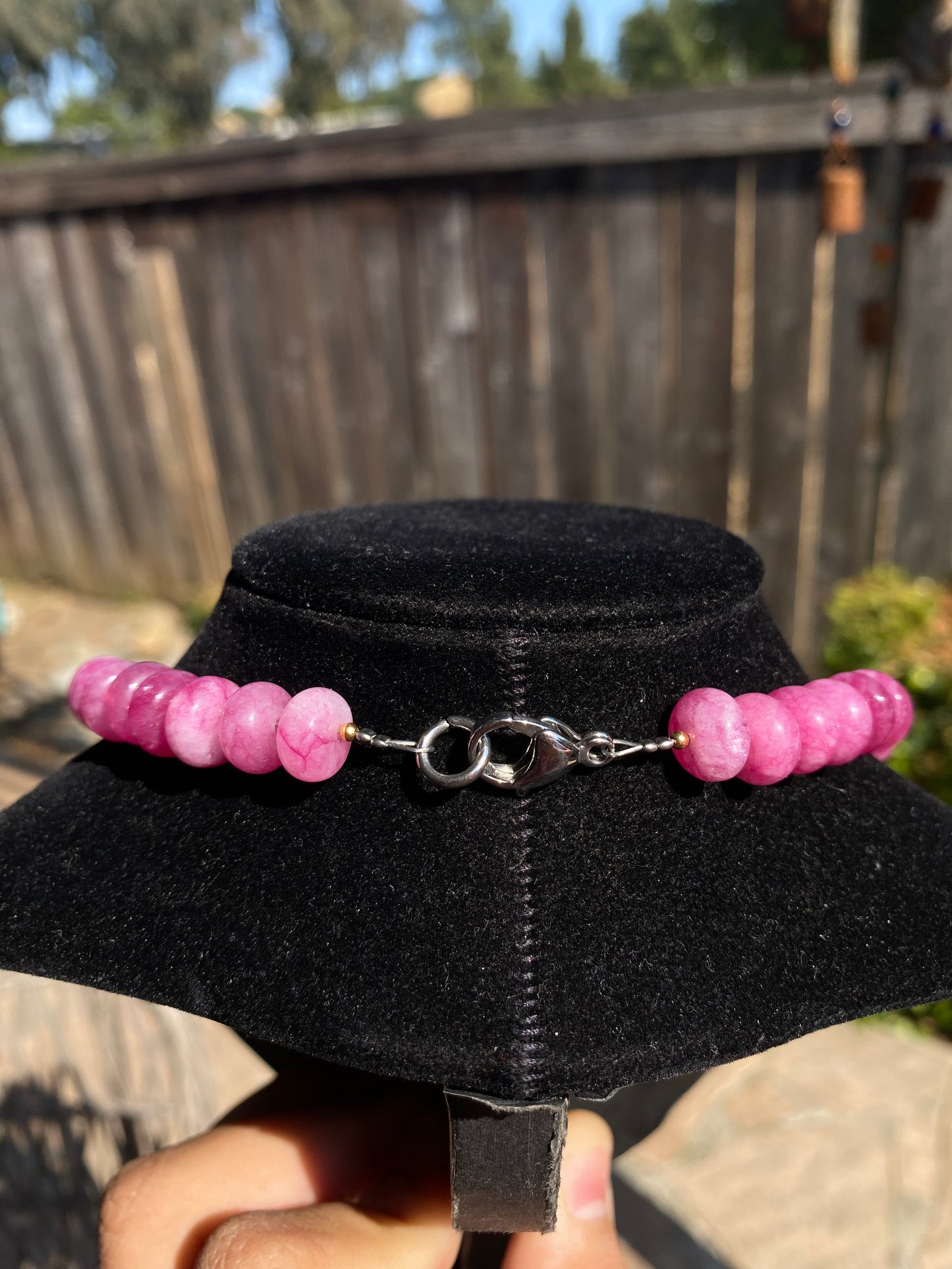 Pink Crystal & Gold Accent Necklace