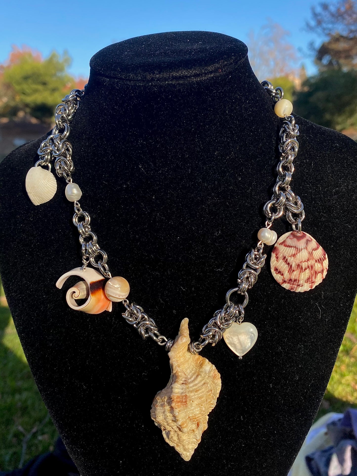 Shell & Pearl Alternative Chainmail Necklace