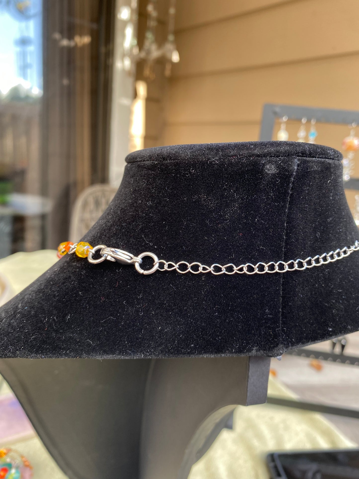 Flashy Dichroic Glass Moon Necklace
