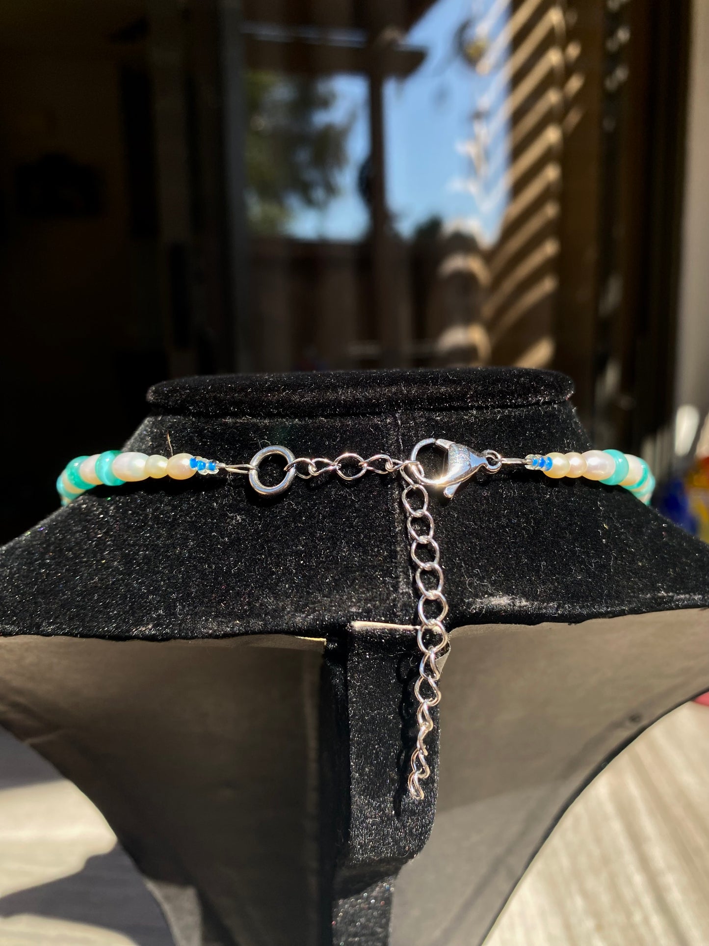 Freshwater Pearl & Blue Glass Choker/Necklace
