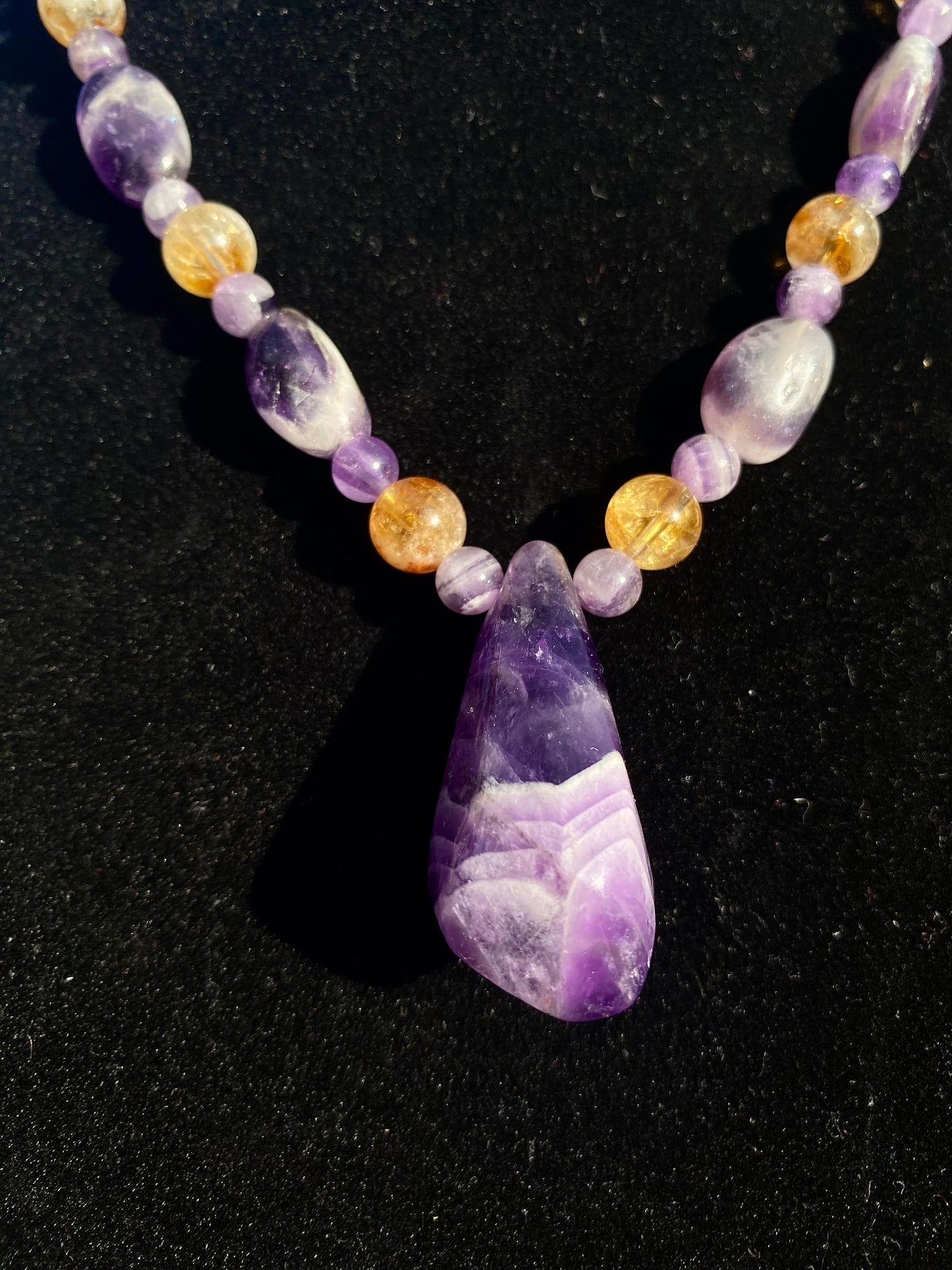 Amethyst & Citrine Chunk Necklace