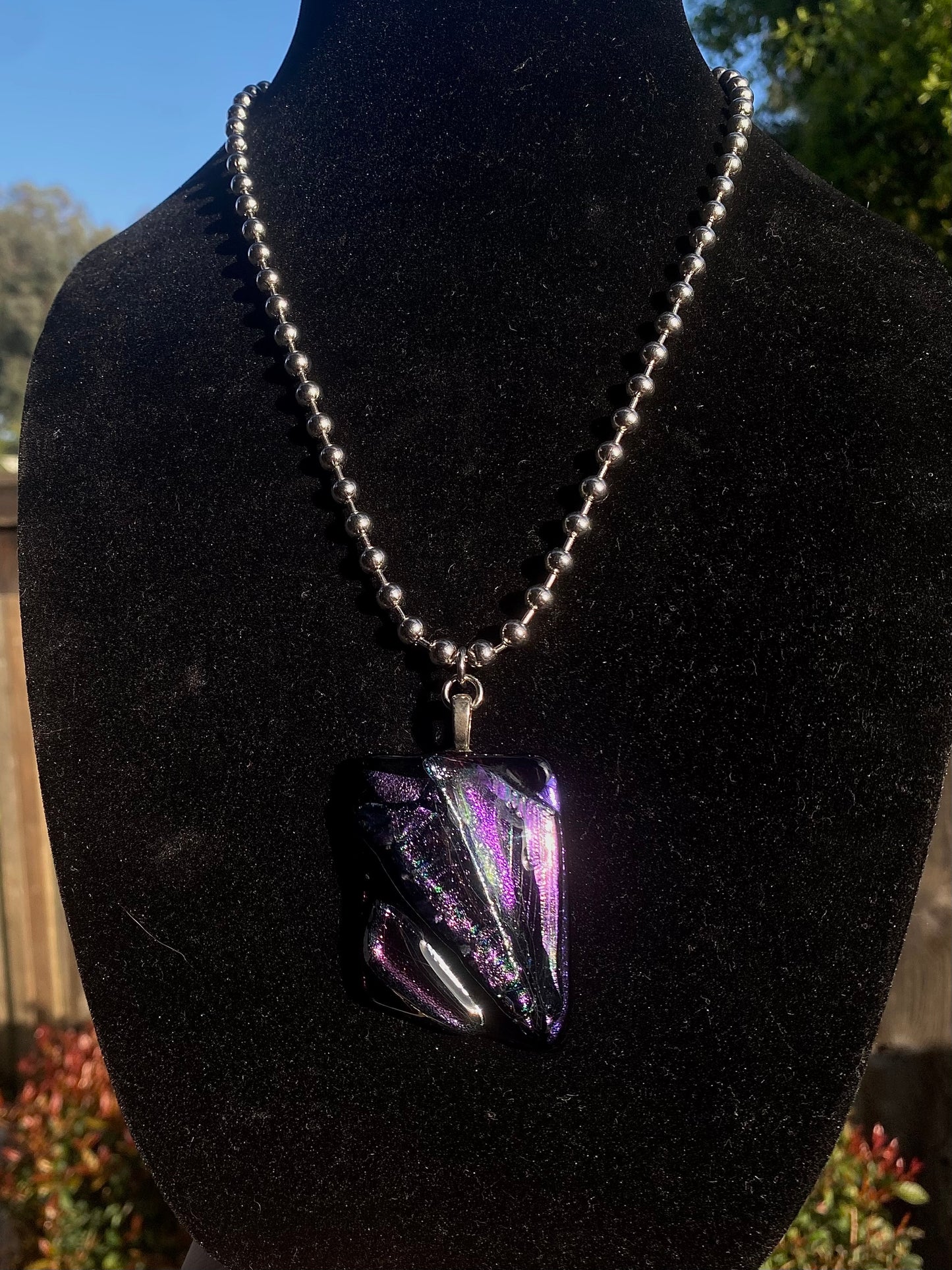 Dichroic Glass Ball Chain Necklace