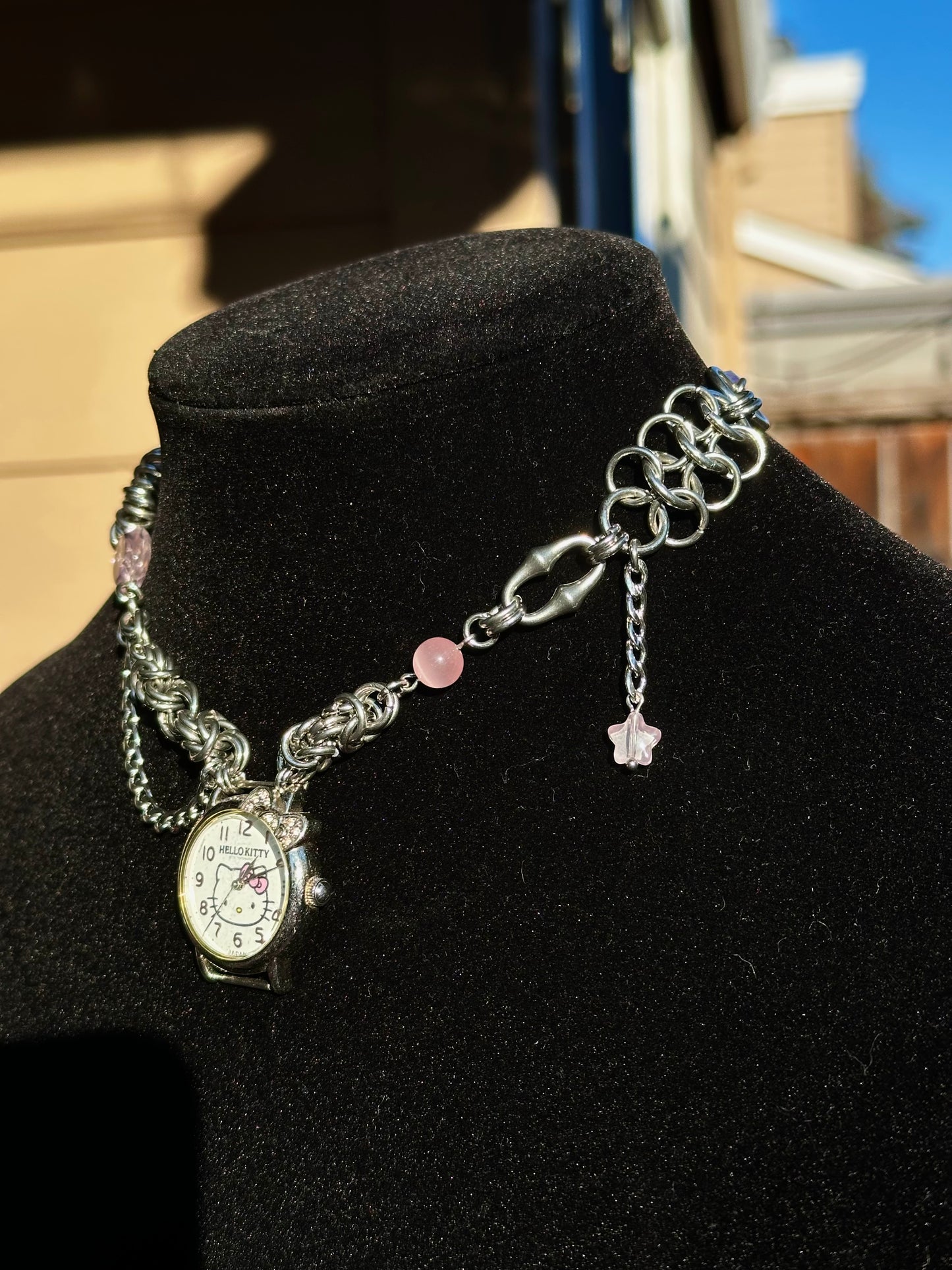 Hello Kitty Watch Stainless Steel Chainmaille Necklace
