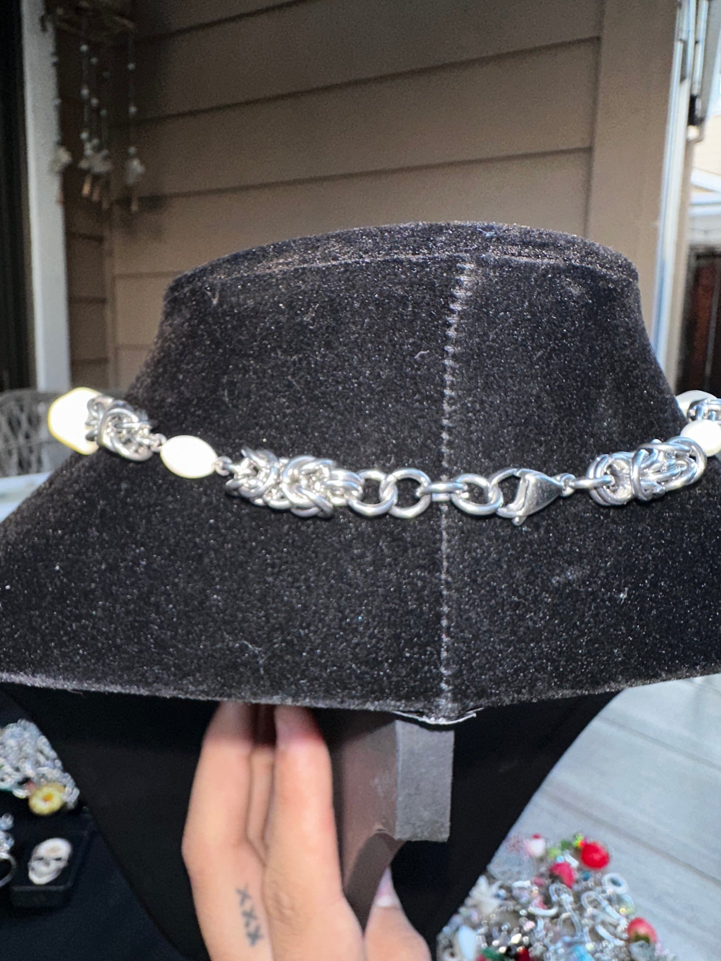 Shell & Pearl Stainless Steel Chainmaille with Spiral