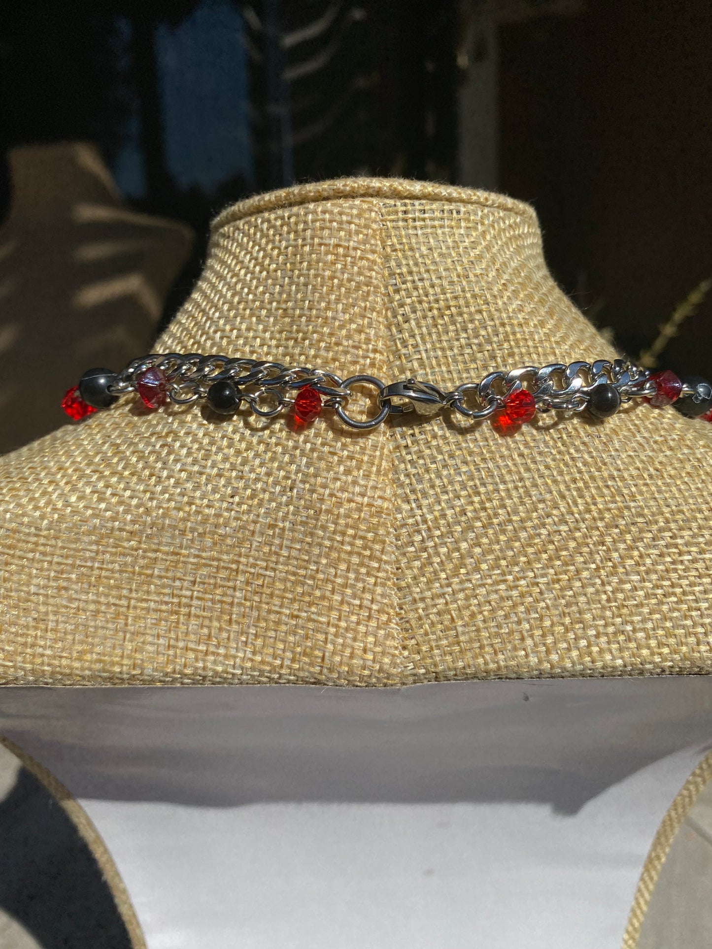 Alternative Black & Red Double Layered Necklace
