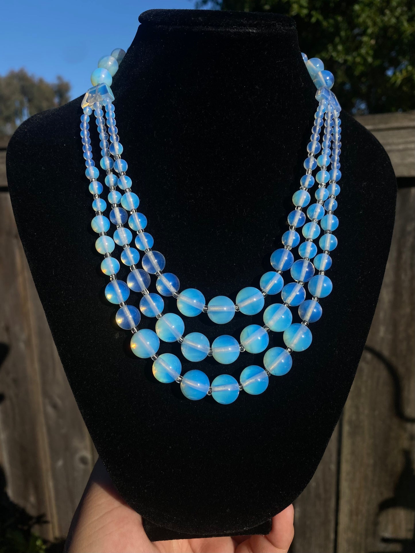 Triple Strand Opalite Necklace