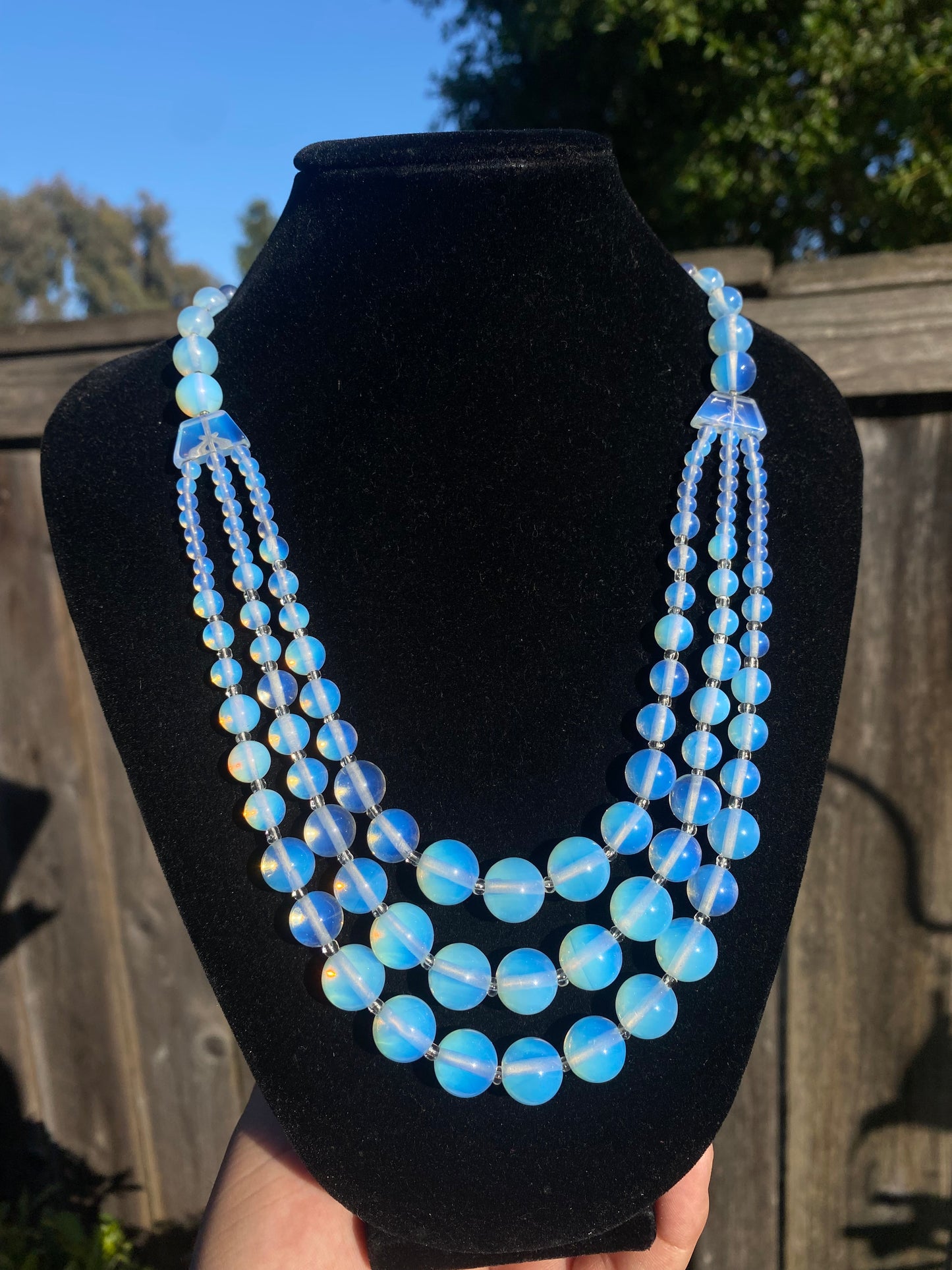 Triple Strand Opalite Necklace
