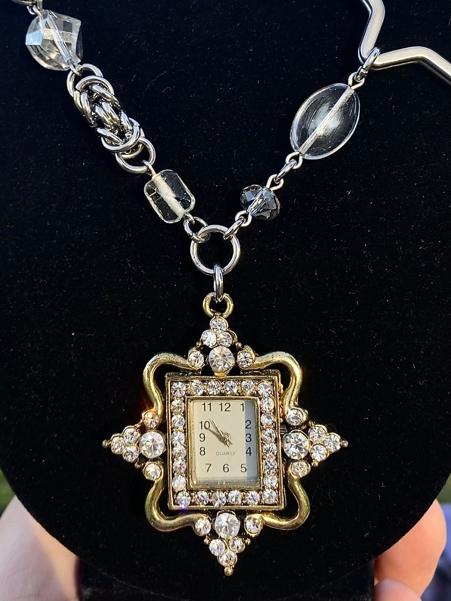 Dual-Tone Watch Chaimail Star Necklace