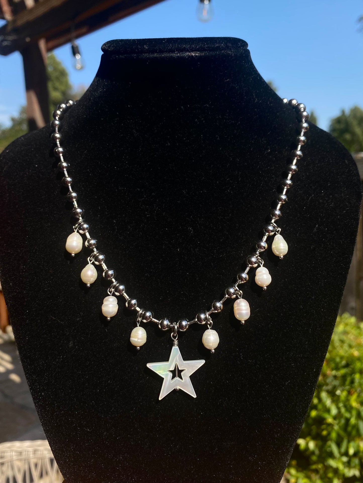 Pearl & Shell Ball Chain Necklace