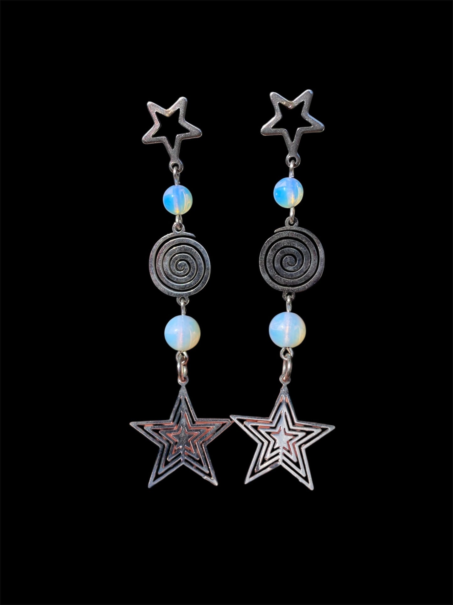 Star Stud Opalite Spiral Star Earrings π