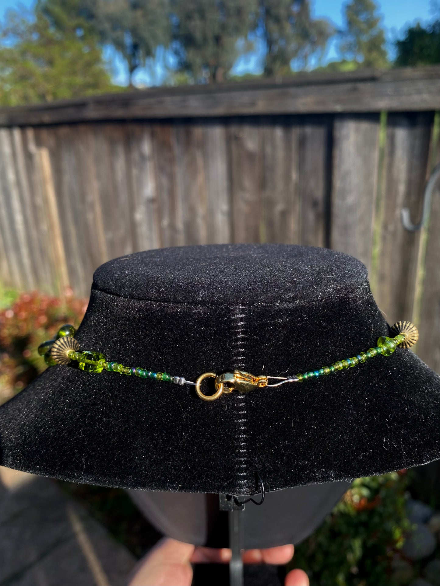 Gold & Green Heart Watch Necklace