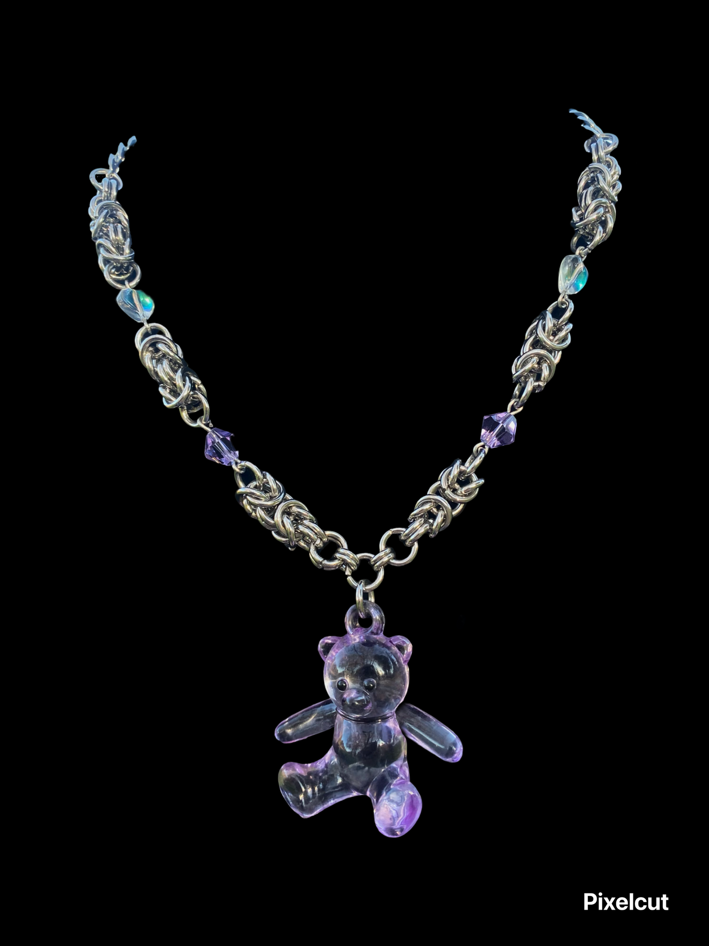 Purple Teddy Bear Chainmail Choker/Necklace