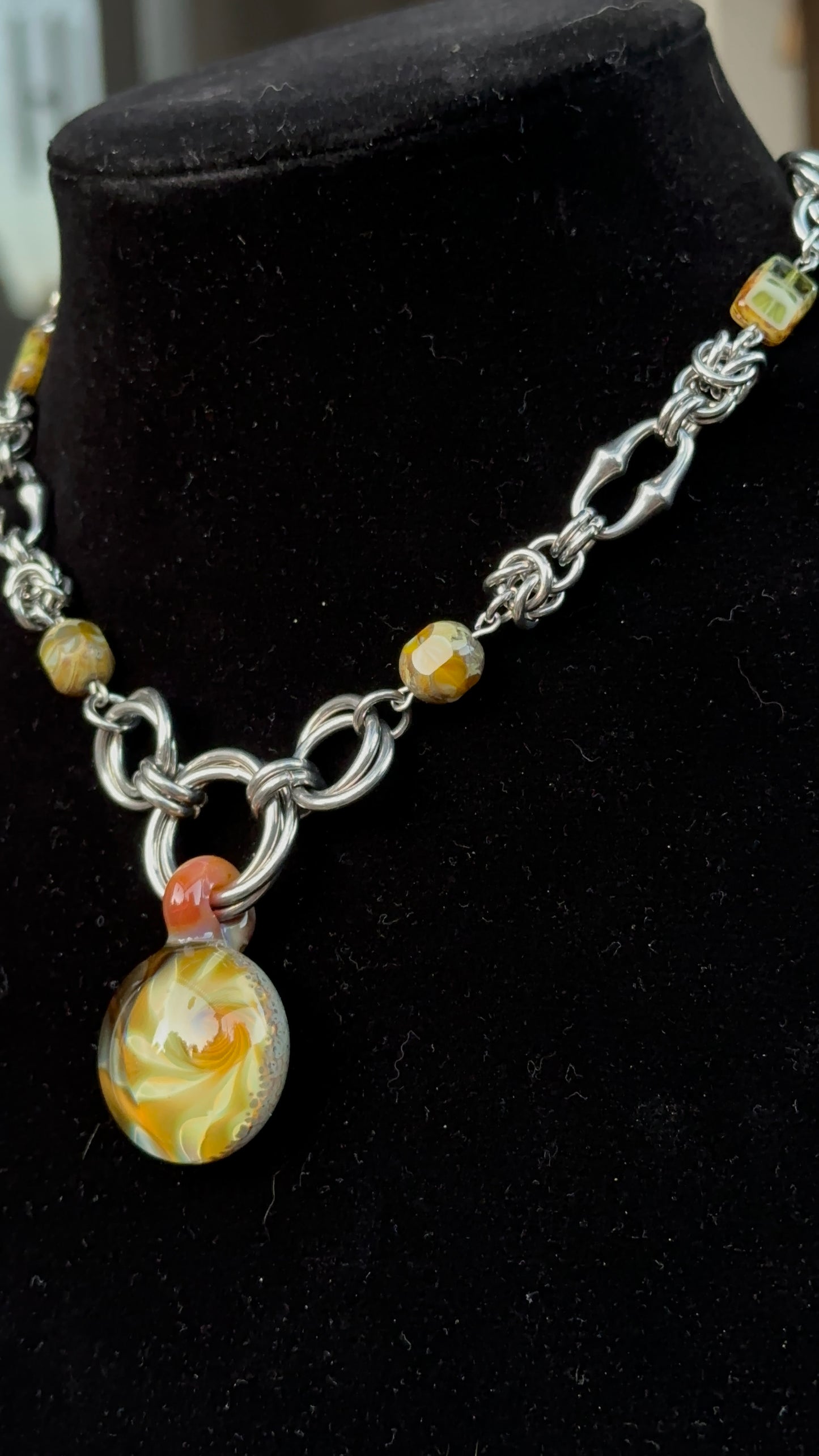 Fused Glass Stainless Steel Chainmaille