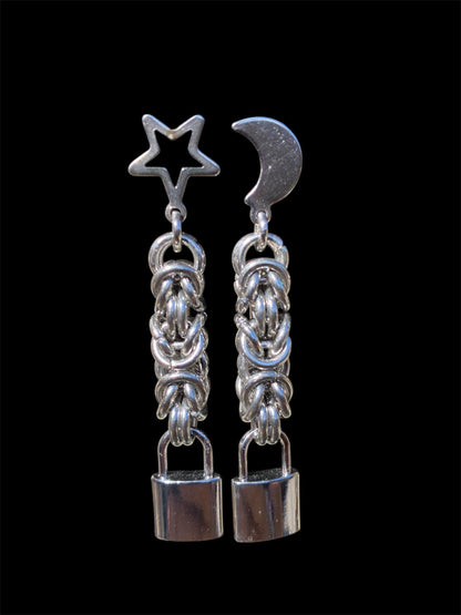 SolyLuna Chainmail Lock Earrings