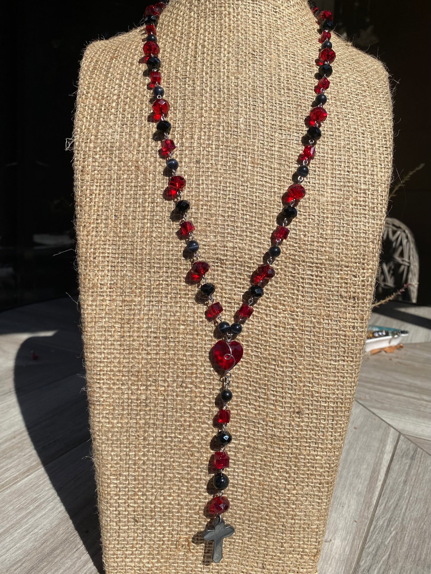 Alternative Black & Red Heart Rosary