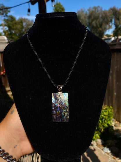 925 Sterling Silver Spiral Abalone Necklace
