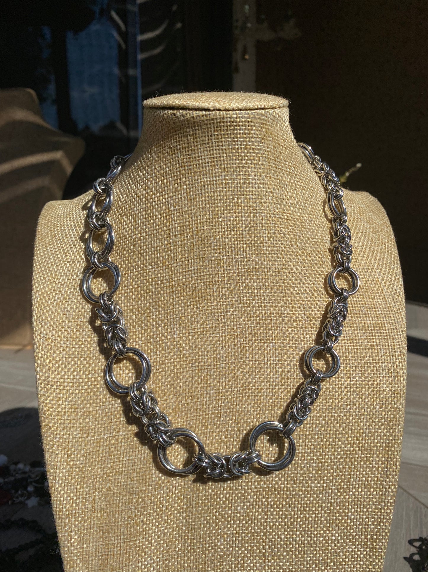 Carabiner Closure Stainless Steel Chainmail Necklace