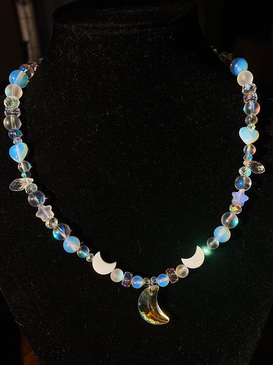 Celestial Moon Iridescent Necklace