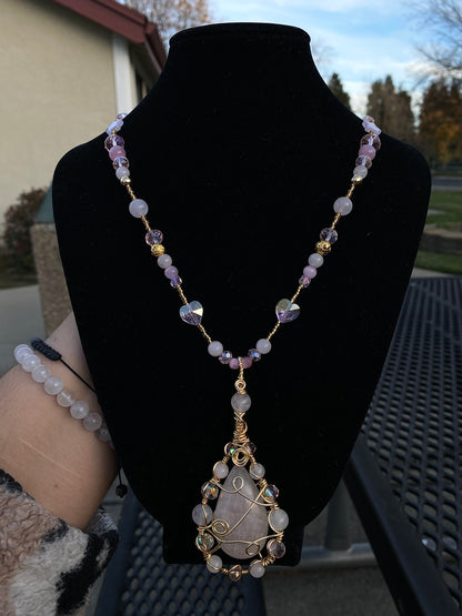 Rose Quartz Wire Wrapped Necklace