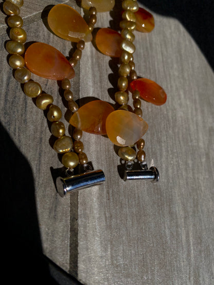 SH Faceted Carnelian & Freshwater Pearls