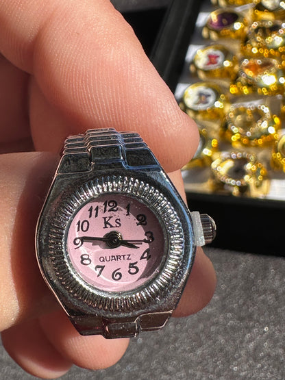 Light Pink Silver Ring Watch