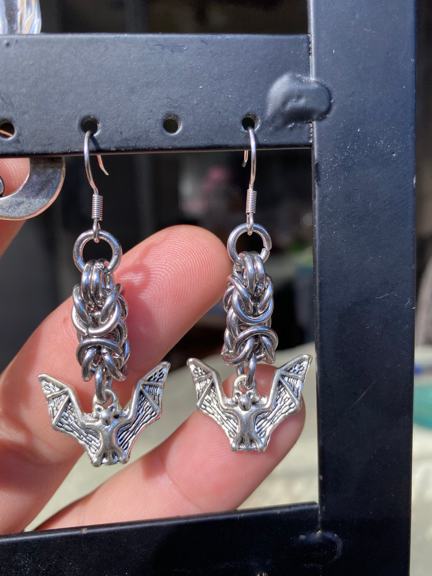 Chainmail Bat Earrings