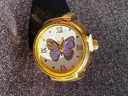 Purple Butterfly Gold Ring Watch