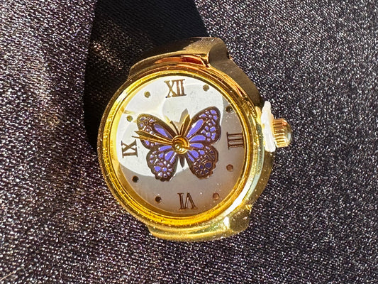 Purple Butterfly Gold Ring Watch