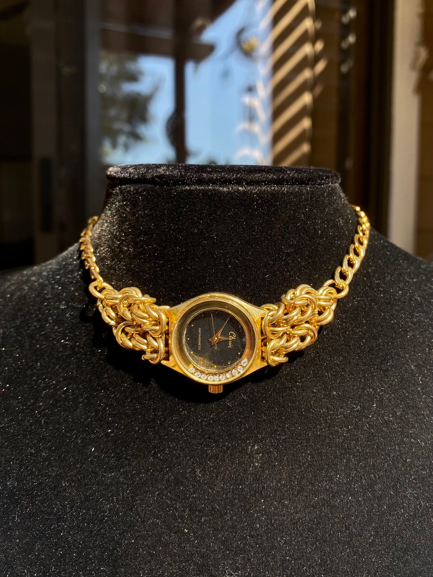 24k Gold Plated Stainless Steel Chaimaille Watch Choker/Necklace