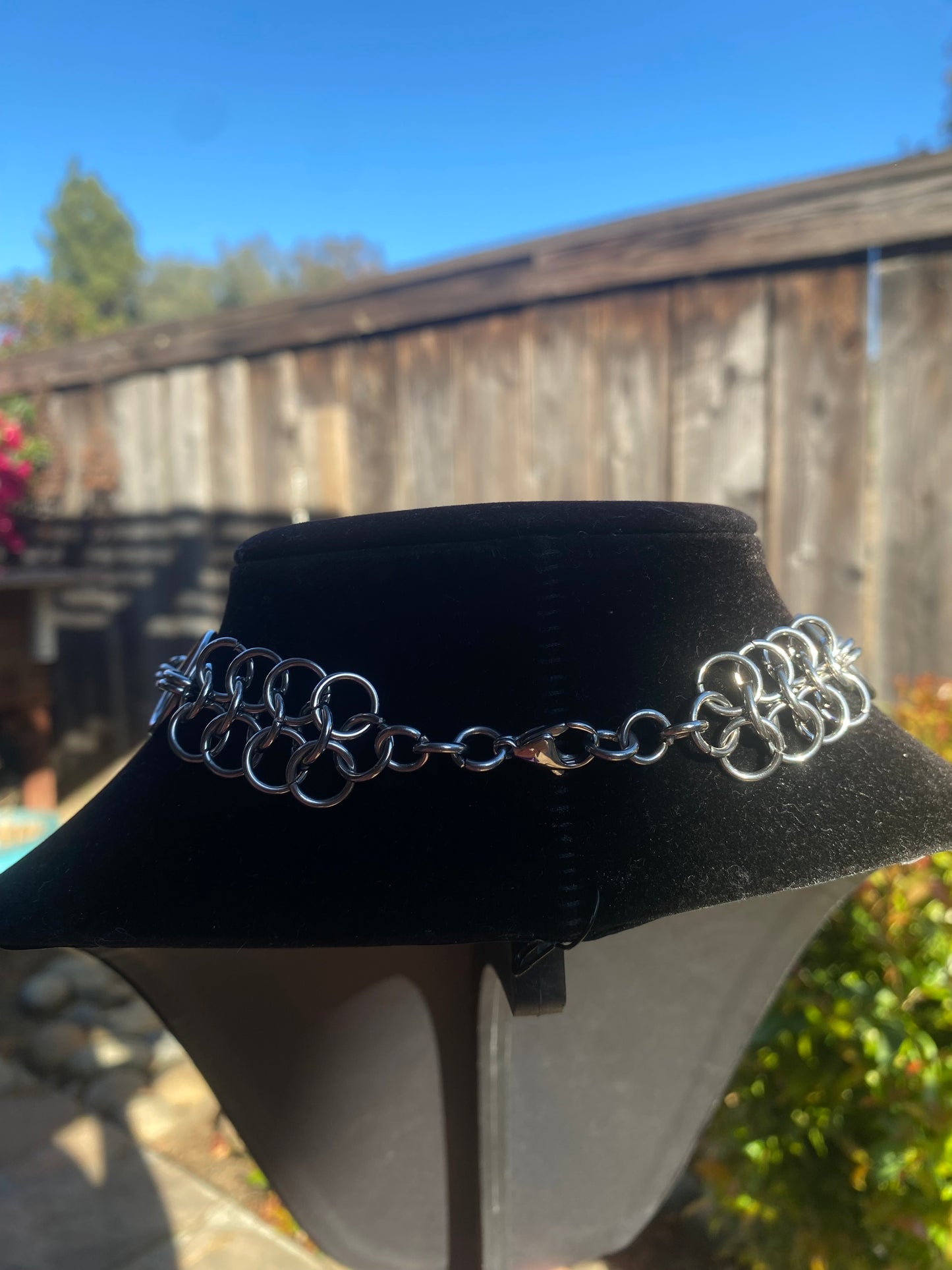 Stainless Steel Chainmail Spike Skull Necklace 