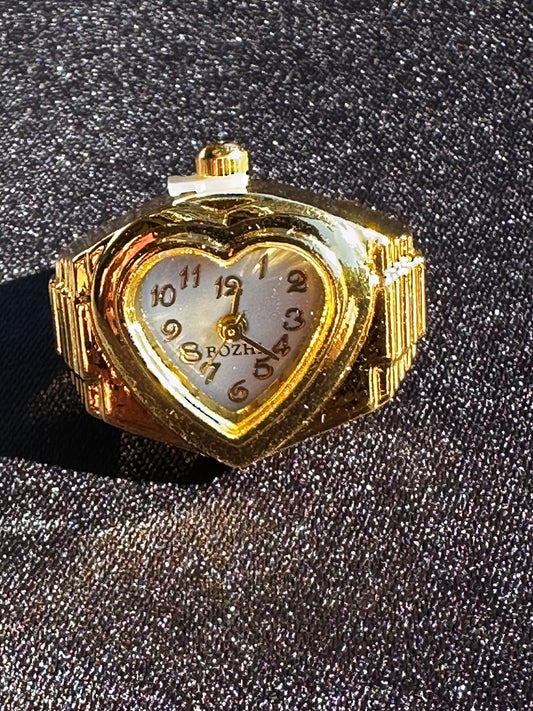 White Heart Gold Ring Watch