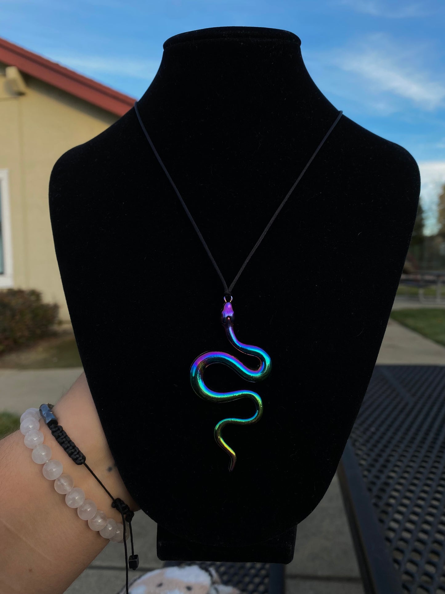 Simple "Oil Spill" Snakes Necklace