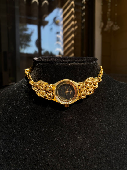 24k Gold Plated Stainless Steel Chaimaille Watch Choker/Necklace