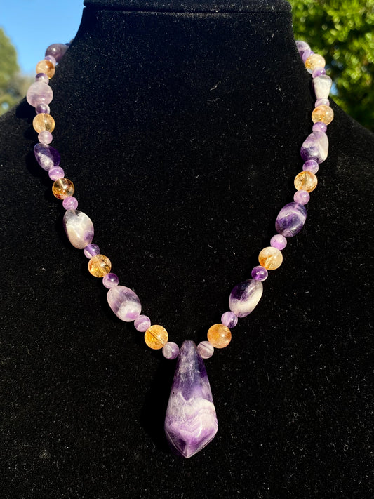 Amethyst & Citrine Chunk Necklace