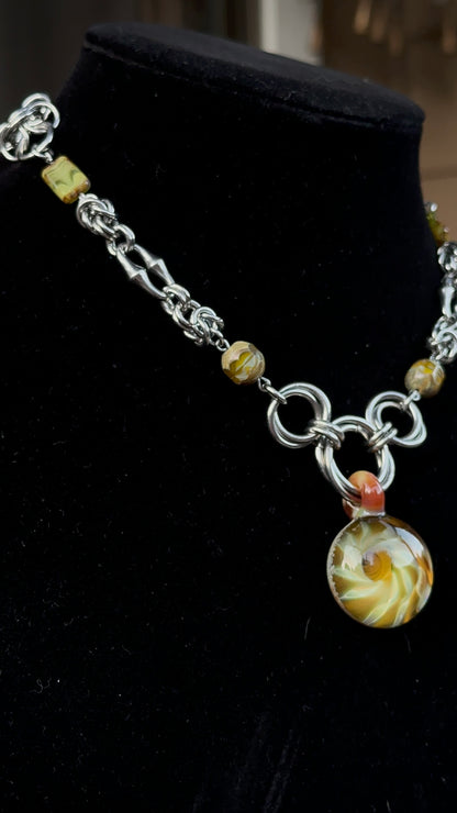 Fused Glass Stainless Steel Chainmaille