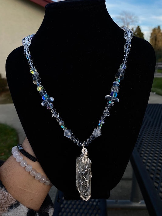 Wire Wrapped Clear Quartz Necklace