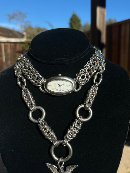 Stainless Steel Watch Angel Chainmaille Choker & Necklace