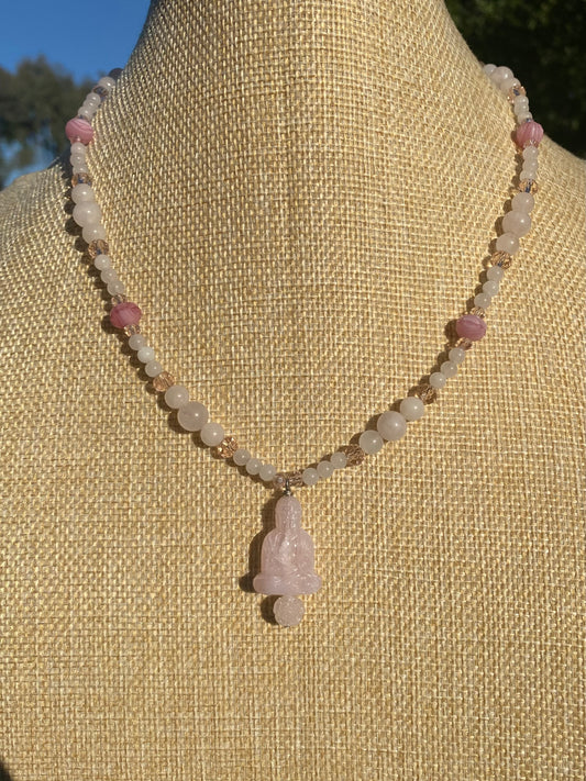 Rose Quartz Buddha Necklace