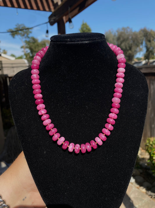Pink Crystal & Gold Accent Necklace