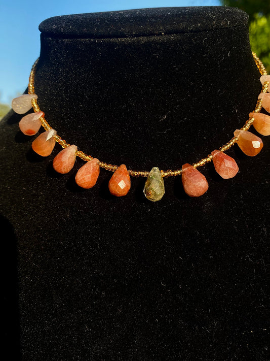Orange Droplet Crystal Necklace/Choker