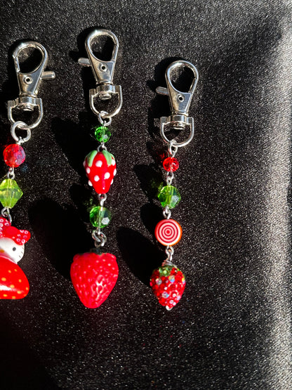 Strawberry & Cherry Handmade Keychains