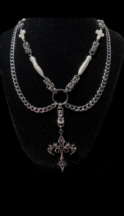 Alternative Cross Chainmail Necklace