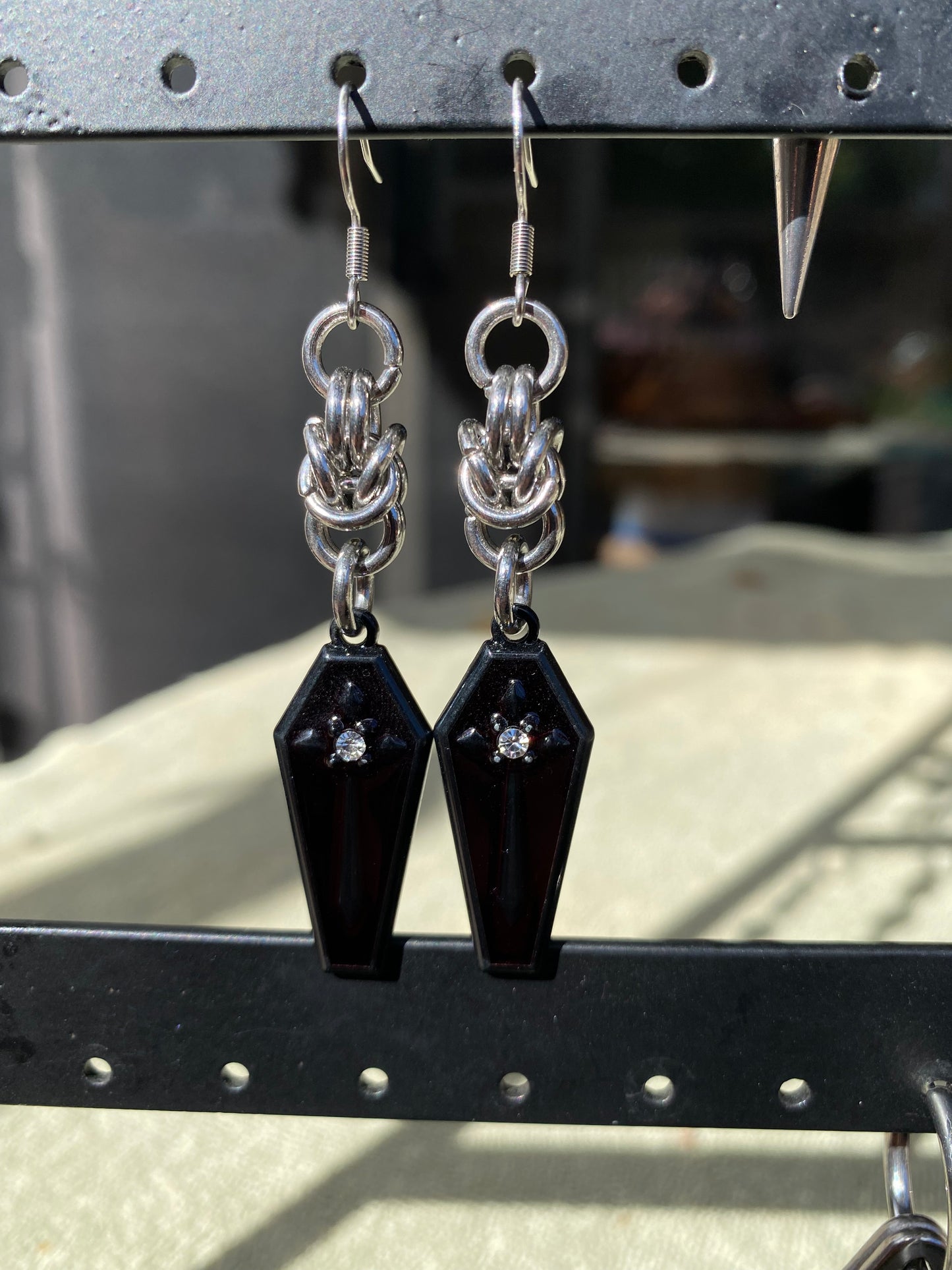 Chainmail Coffin Earrings