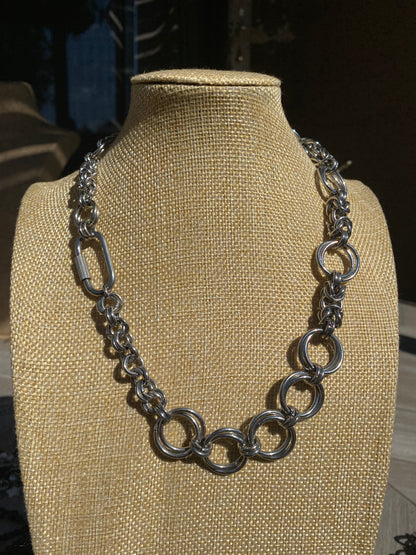 Carabiner Closure Stainless Steel Chainmail Necklace