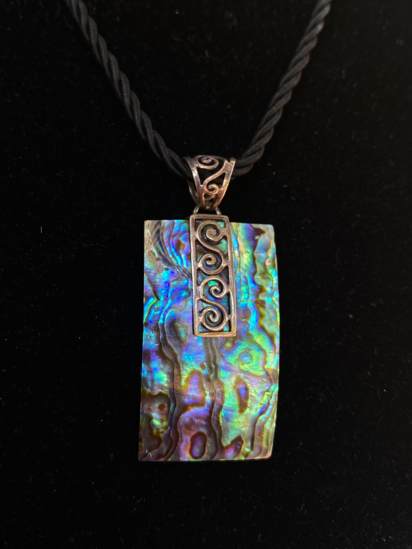 925 Sterling Silver Spiral Abalone Necklace