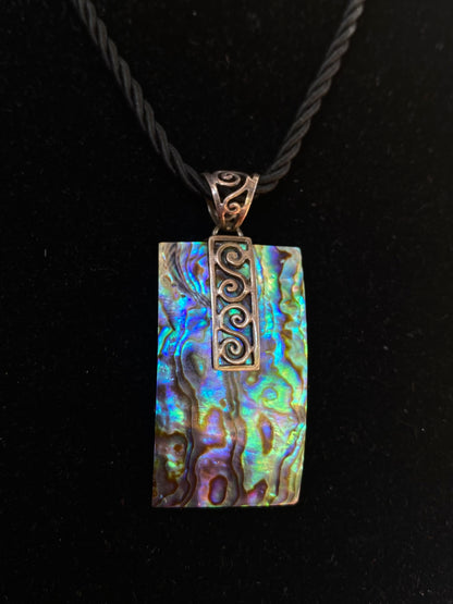 925 Sterling Silver Spiral Abalone Necklace